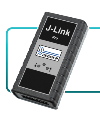 Image showing a green frame with a centered SEGGER J-Link PRO