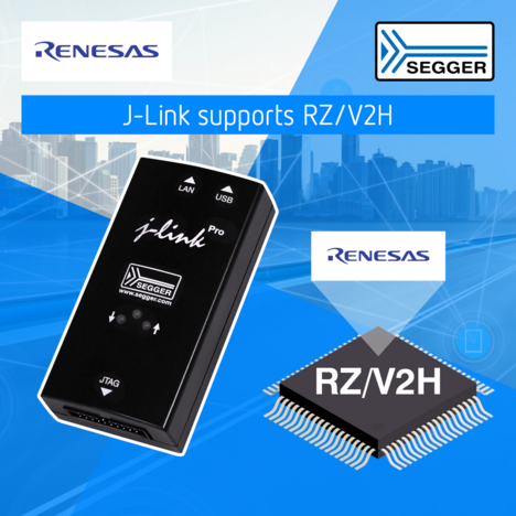 PR graphic: J-Link supports Renesas Rz/V2H MPU