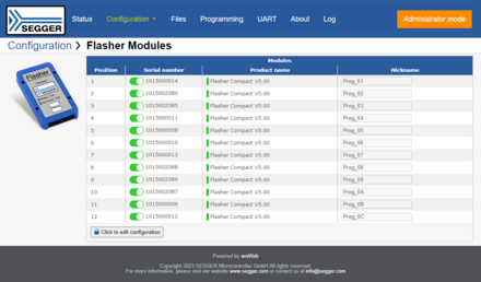 Configuration options of Flasher Compacts connected with the Flasher Hub