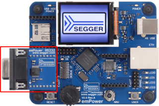 Product photo of SEGGER emPower board with RS232 add-on module