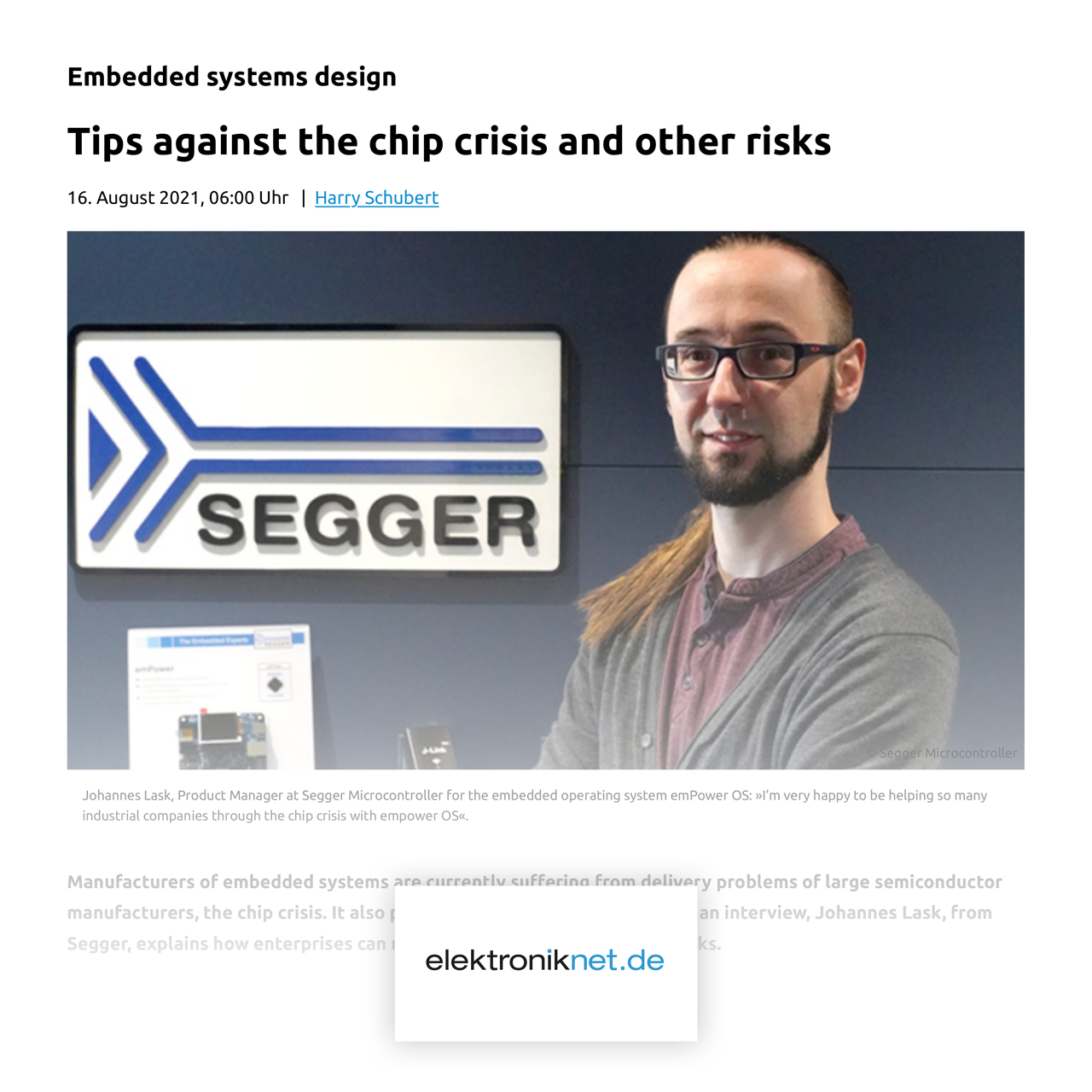 SEGGER Press: Embedded systems design — Tips against the chip crisis and other risks