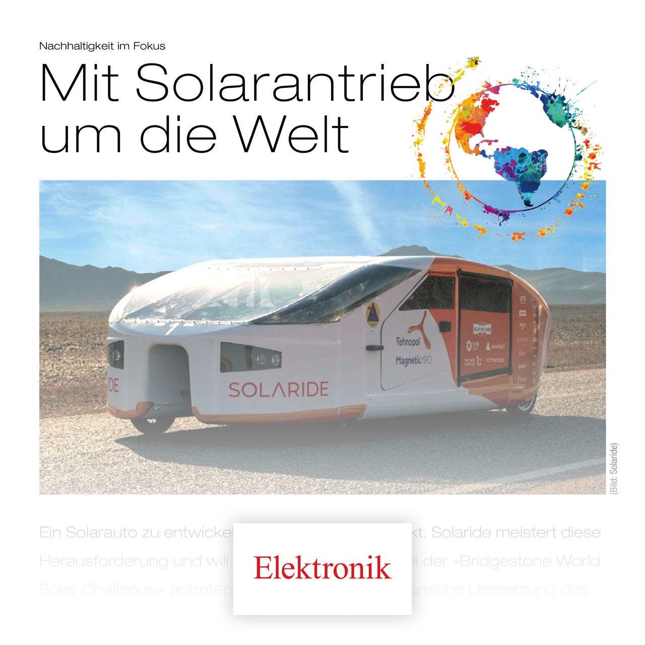 SEGGER Press: Mit Solarantrieb um die Welt
