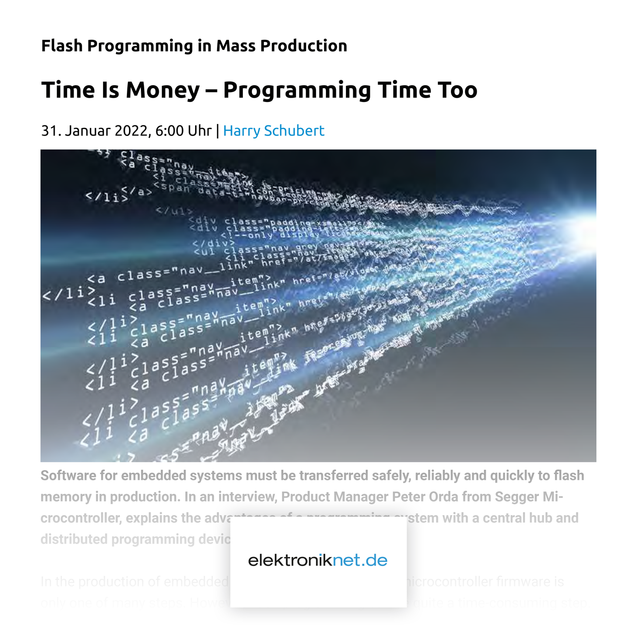 SEGGER Press: Flash programming in mass production