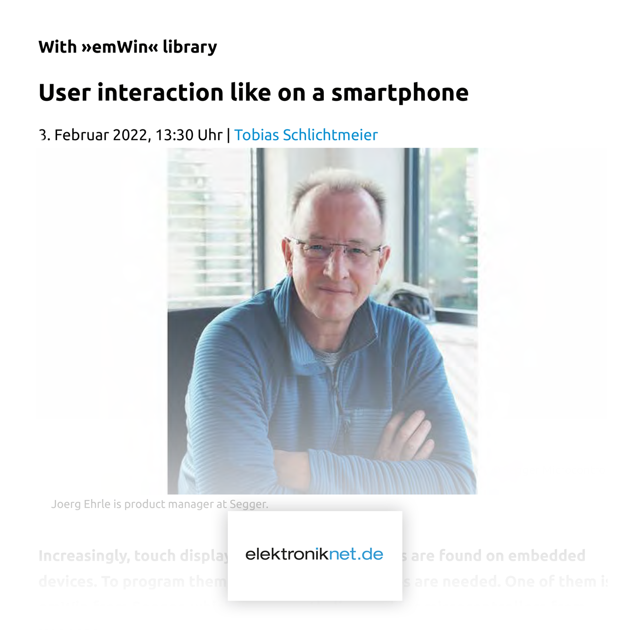 SEGGER Press: With emWin library – User interaction like on a smartphone