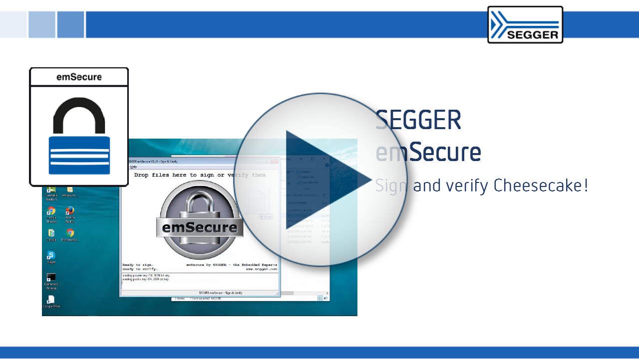 SEGGER emSecure: Sign and verify with Cheesecake!