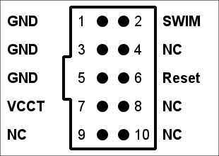 STM8 Adapter Pinout 10 Pins
